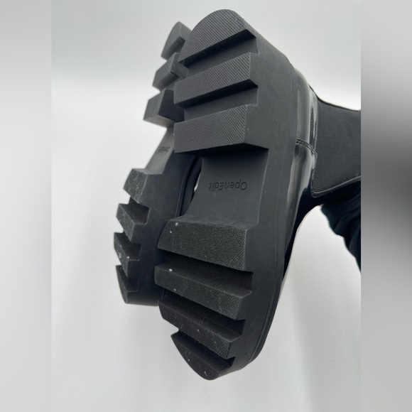 Open Edit Women’s Black Ediris Chelsea Lug Boots Size 6 Patent Chunky Platform - Picture 9 of 13